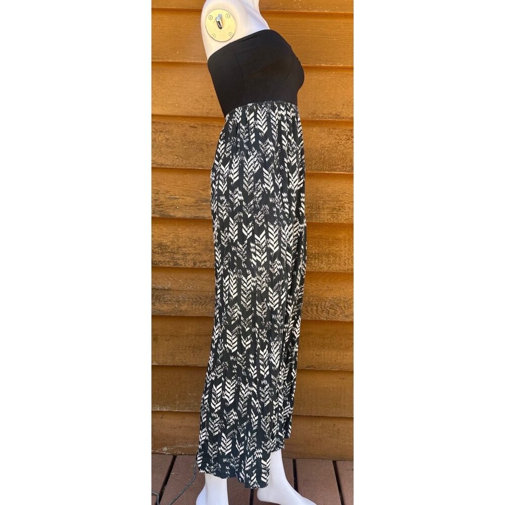 Roxy Black & White Strapless Maxi Dress Size M - Picture 6 of 8